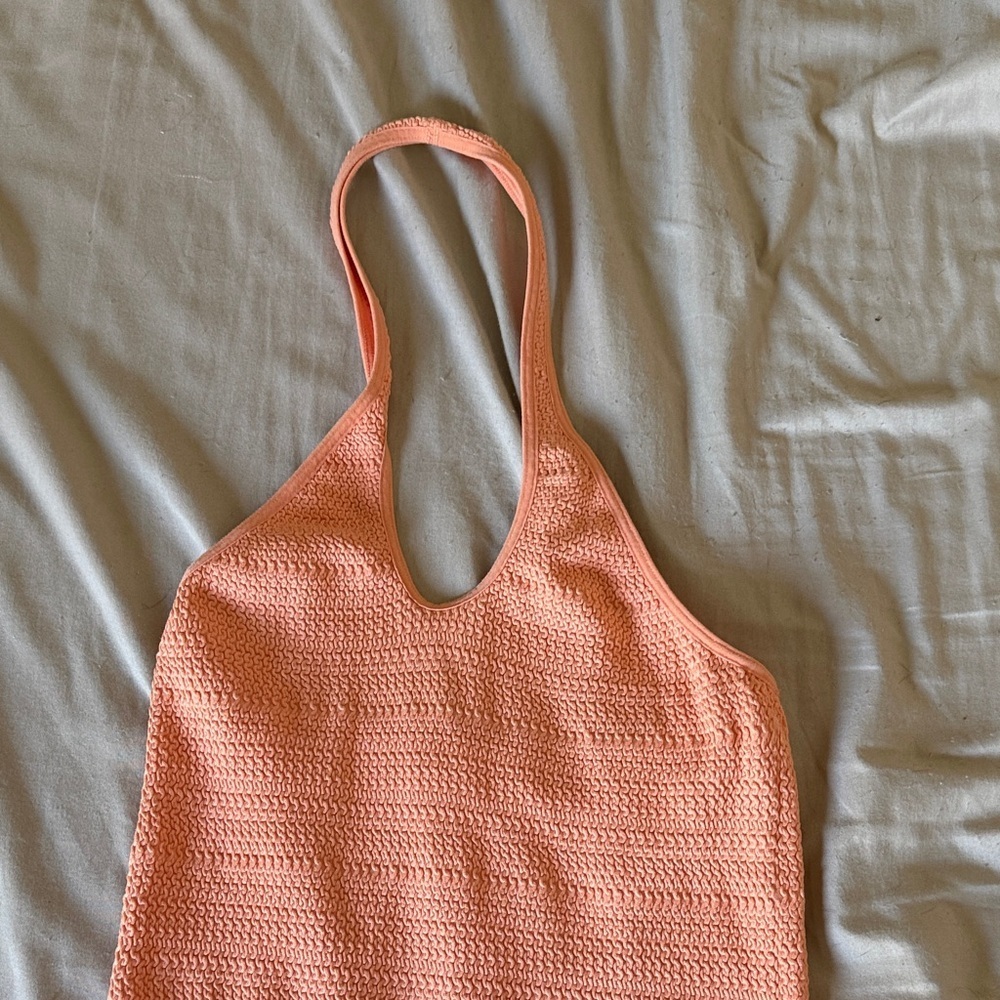 Sunday Best Coral Halter Mini Textured Dress Size Medium - Picture 2 of 7